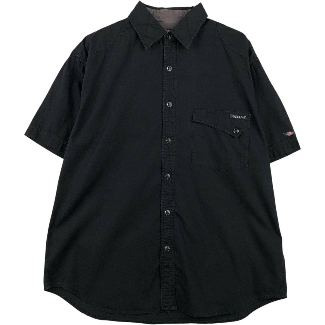 Dickies short sleeve work shirt, men's size L cotton black type Vintage Second Hand