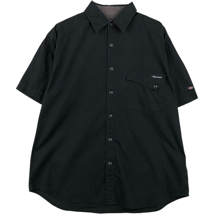 Dickies short sleeve work shirt, men's size L cotton black type Vintage Second Hand