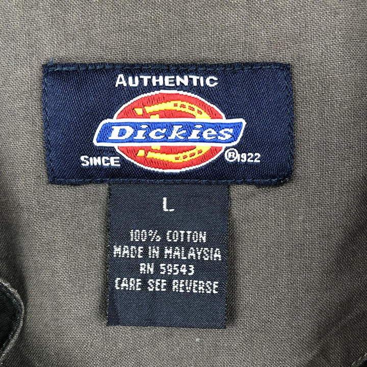 Dickies short sleeve work shirt, men's size L cotton black type Vintage Second Hand