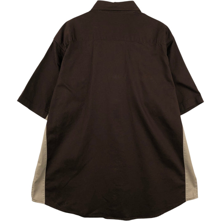 Dickies Two-Tone Short-Sleeve Work Shirt, Men's Size XL cotton brown type Vintage Second Hand