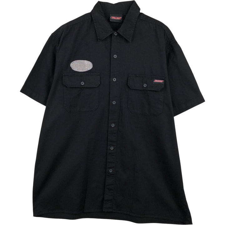 Dickies Short Sleeve Work Shirt Box Shirt Men's L Size cotton black type Vintage Second Hand