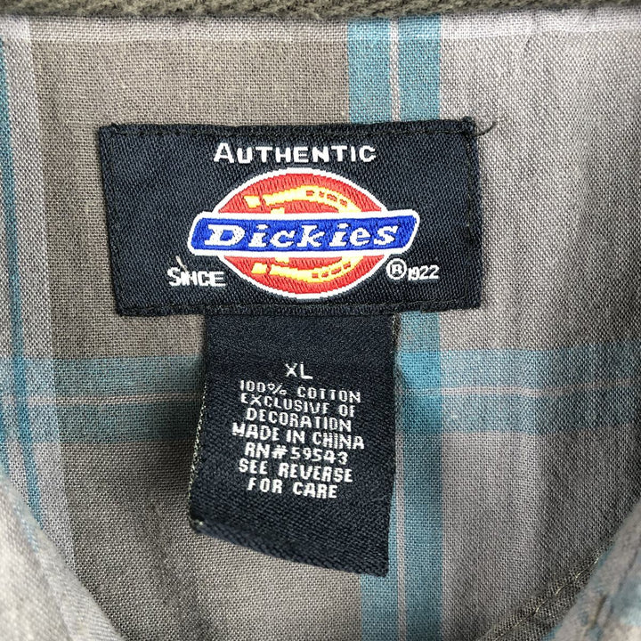Dickies Check Pattern Short Sleeve Work Shirt Men's XL cotton Charcoal Vintage Second Hand