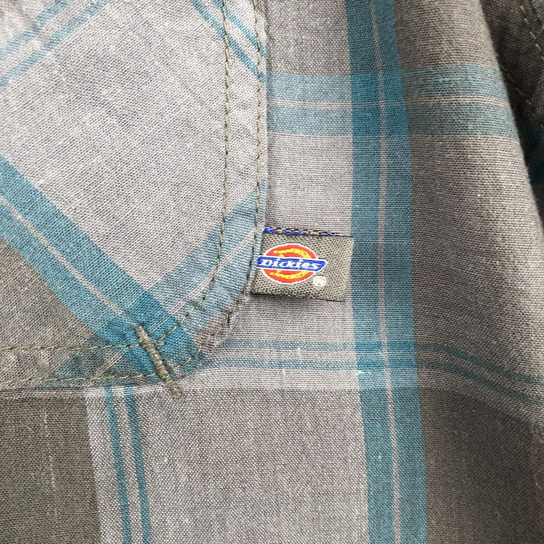 Dickies Check Pattern Short Sleeve Work Shirt Men's XL cotton Charcoal Vintage Second Hand