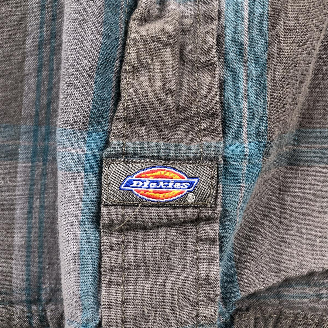 Dickies Check Pattern Short Sleeve Work Shirt Men's XL cotton Charcoal Vintage Second Hand