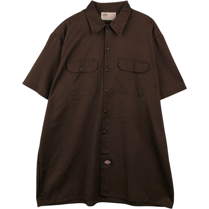 Dickies Short Sleeve Work Shirt Box Shirt Men's XL polyester brown type Vintage Second Hand