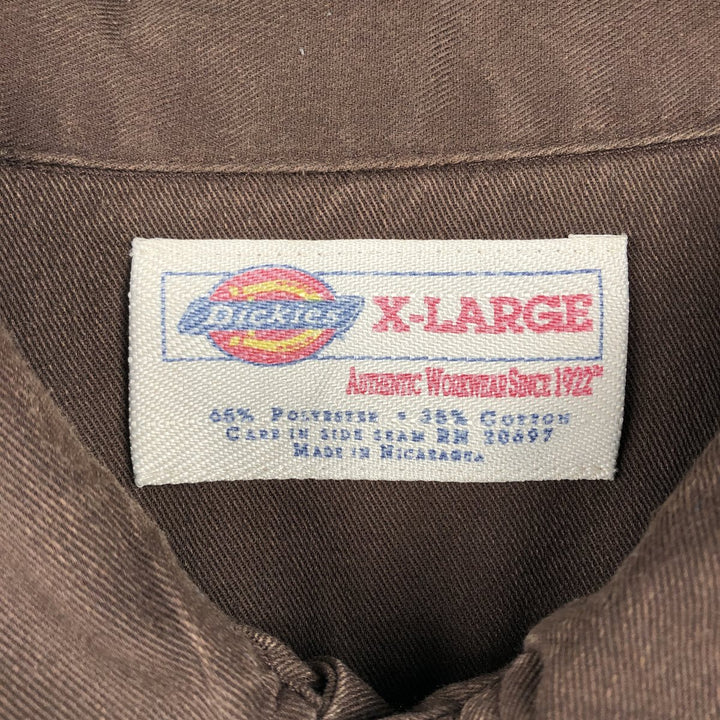 Dickies Short Sleeve Work Shirt Box Shirt Men's XL polyester brown type Vintage Second Hand