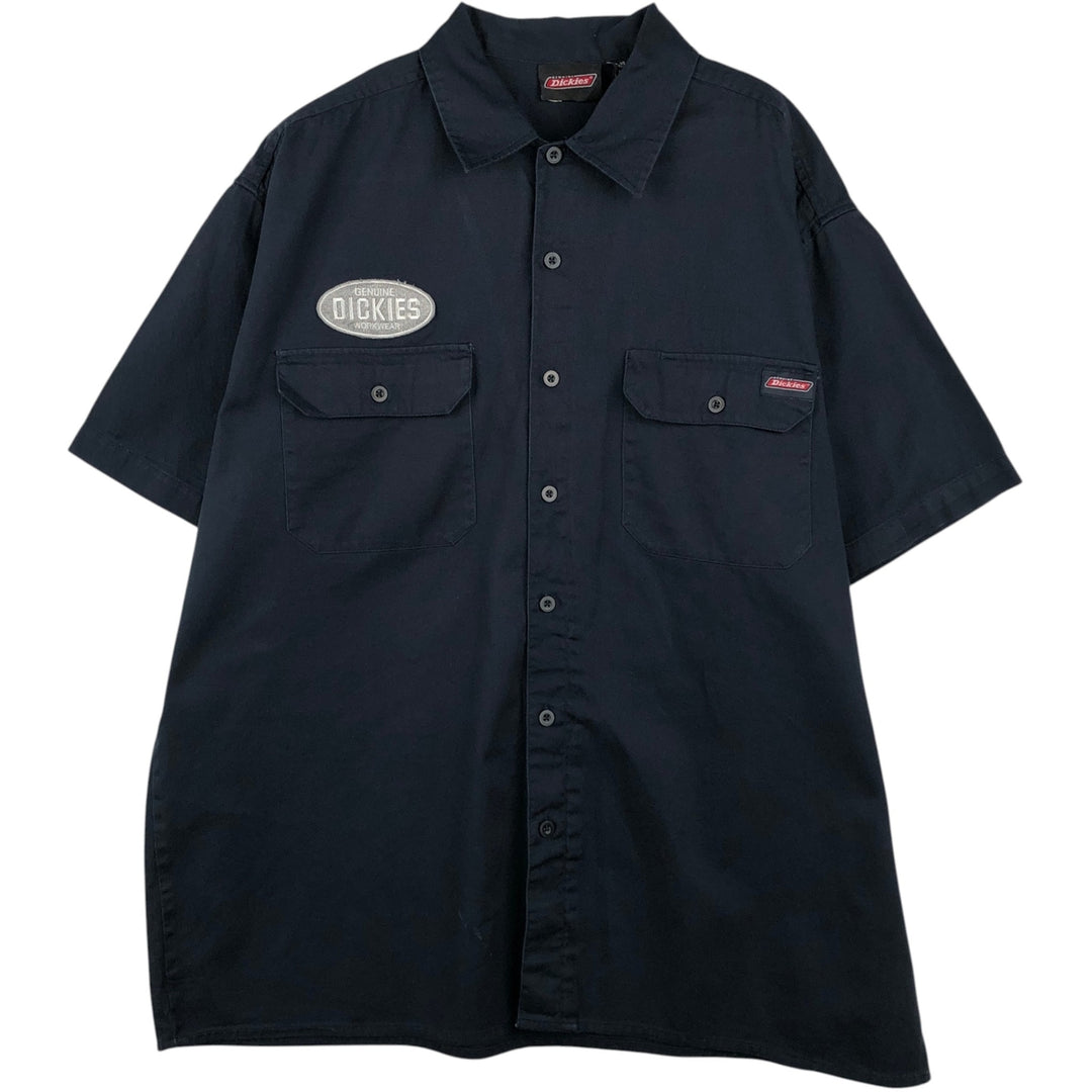 Dickies Short Sleeve Work Shirt Box Shirt Men's XL cotton black type Vintage Second Hand
