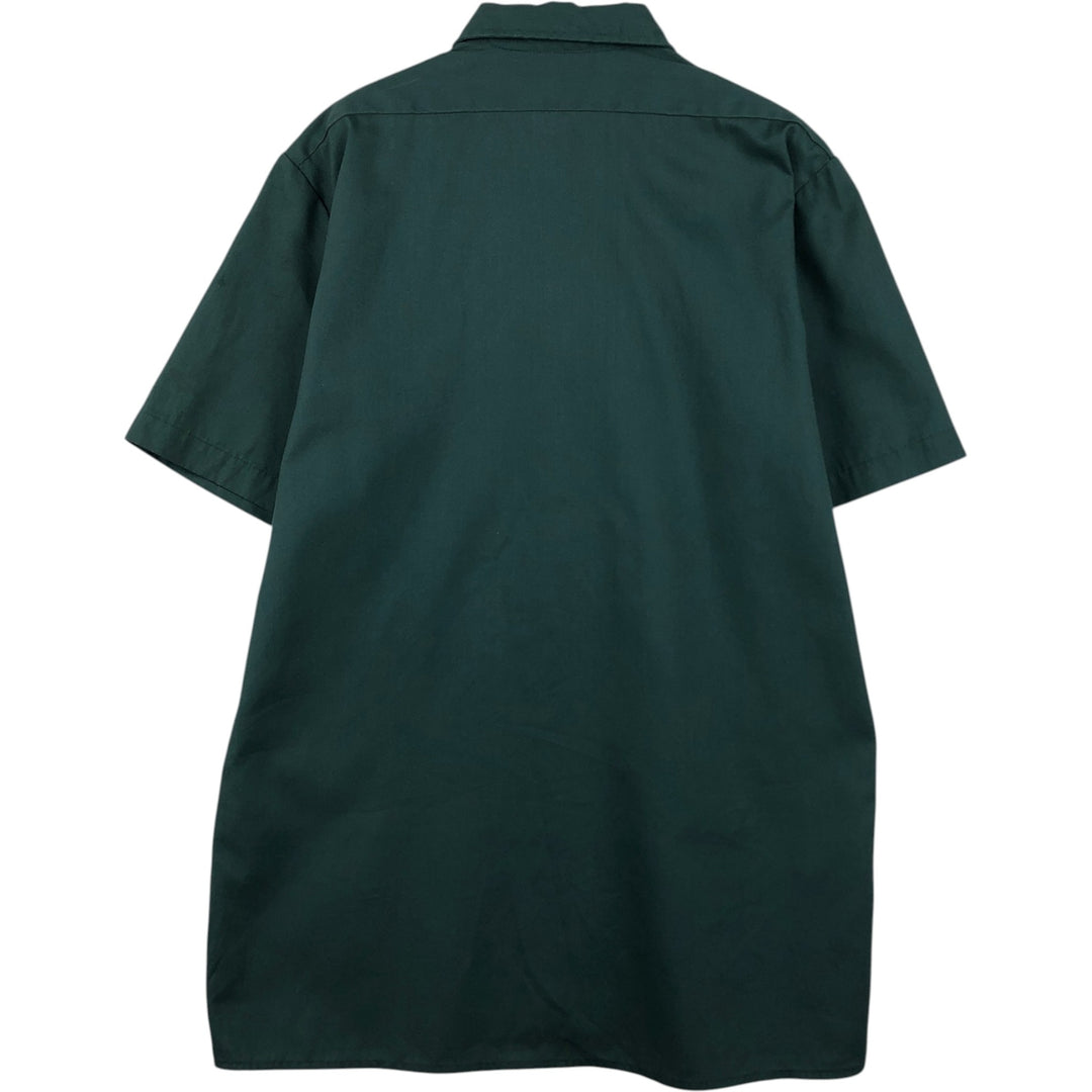 Dickies Short Sleeve Work Shirt Box Shirt Men's L Size polyester Green type dark green Vintage Second Hand