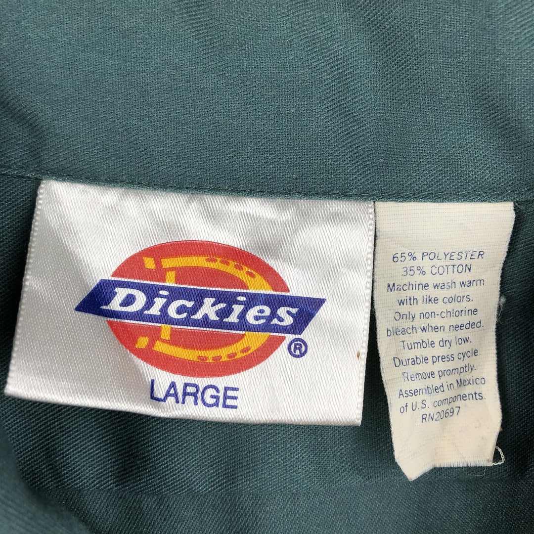 Dickies Short Sleeve Work Shirt Box Shirt Men's L Size polyester Green type dark green Vintage Second Hand