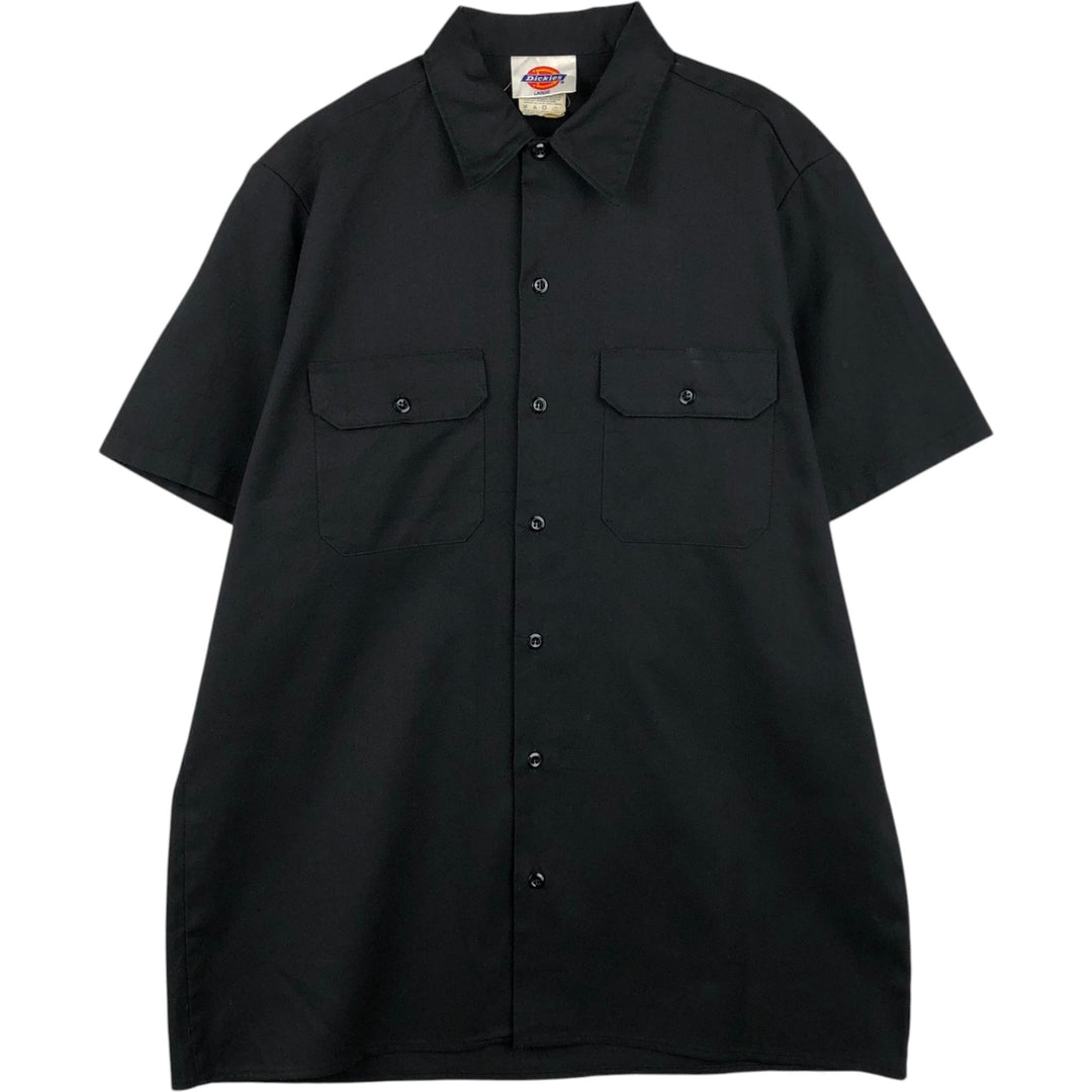 Dickies Short Sleeve Work Shirt Box Shirt Made in USA Men's L size polyester black type Vintage Second Hand