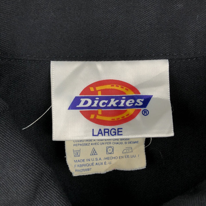 Dickies Short Sleeve Work Shirt Box Shirt Made in USA Men's L size polyester black type Vintage Second Hand
