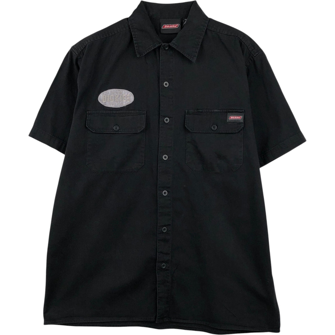 Dickies Short Sleeve Work Shirt Box Shirt Men's M Size cotton black type Vintage Second Hand