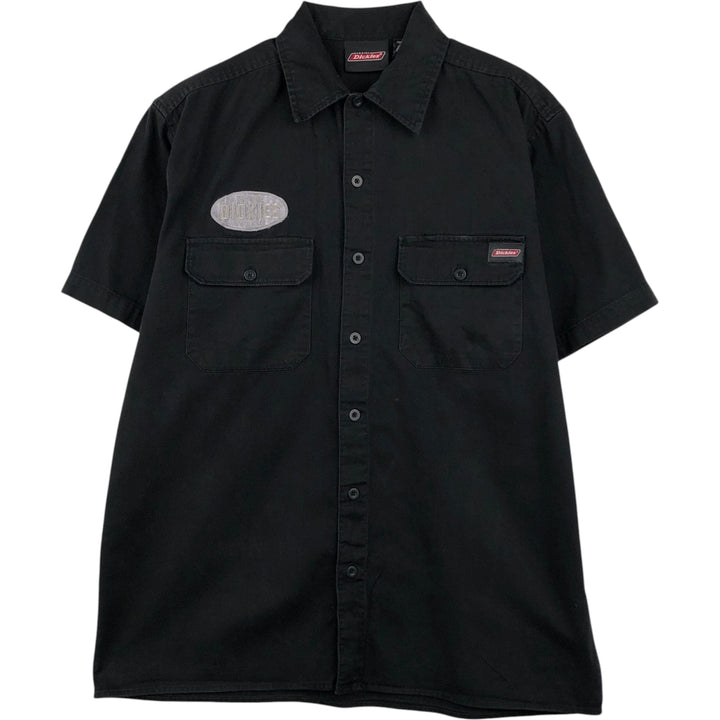 Dickies Short Sleeve Work Shirt Box Shirt Men's M Size cotton black type Vintage Second Hand