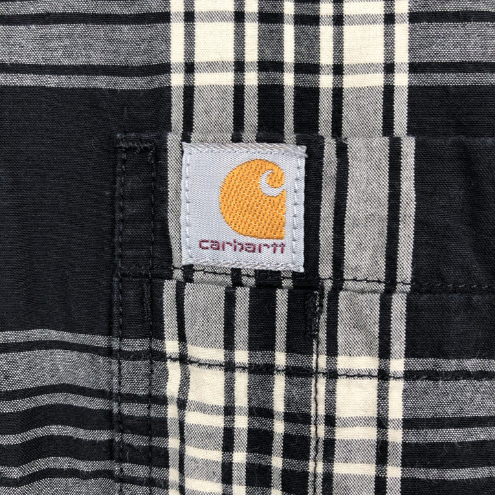 Carhartt RELAXED FIT Check Pattern Button-down Short Sleeve Work Shirt, Men's XL cotton black type Vintage Second Hand