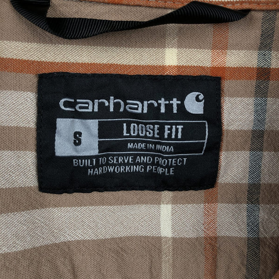 Carhartt Loose Fit Check Pattern Button-Down Short-Sleeve Work Shirt (Men's Size S) cotton cheek Vintage Second Hand