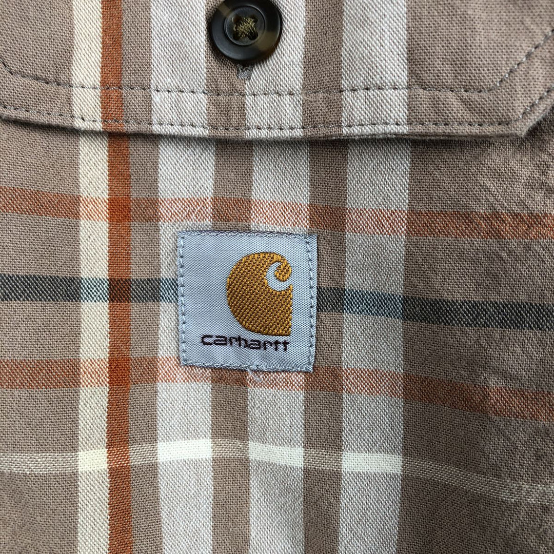 Carhartt Loose Fit Check Pattern Button-Down Short-Sleeve Work Shirt (Men's Size S) cotton cheek Vintage Second Hand