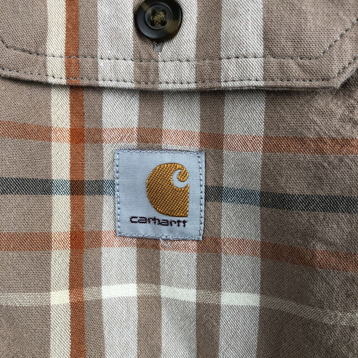 Carhartt Loose Fit Check Pattern Button-Down Short-Sleeve Work Shirt (Men's Size S) cotton cheek Vintage Second Hand