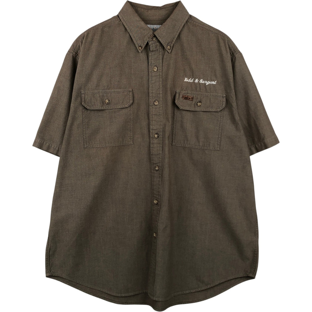 Carhartt button-down short-sleeve work shirt, men's size L cotton Khaki type brown Vintage Second Hand