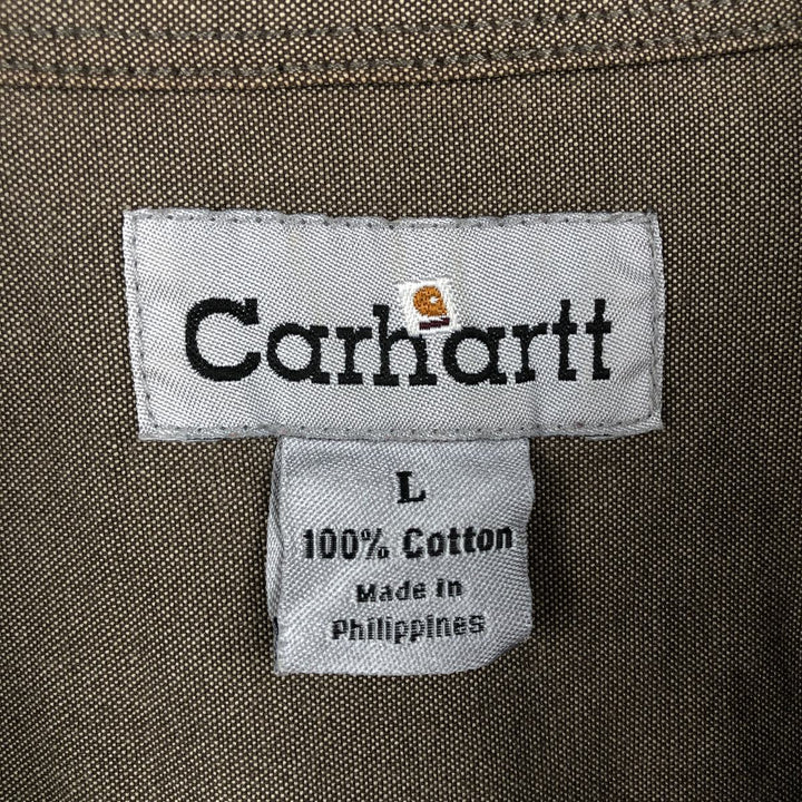 Carhartt button-down short-sleeve work shirt, men's size L cotton Khaki type brown Vintage Second Hand