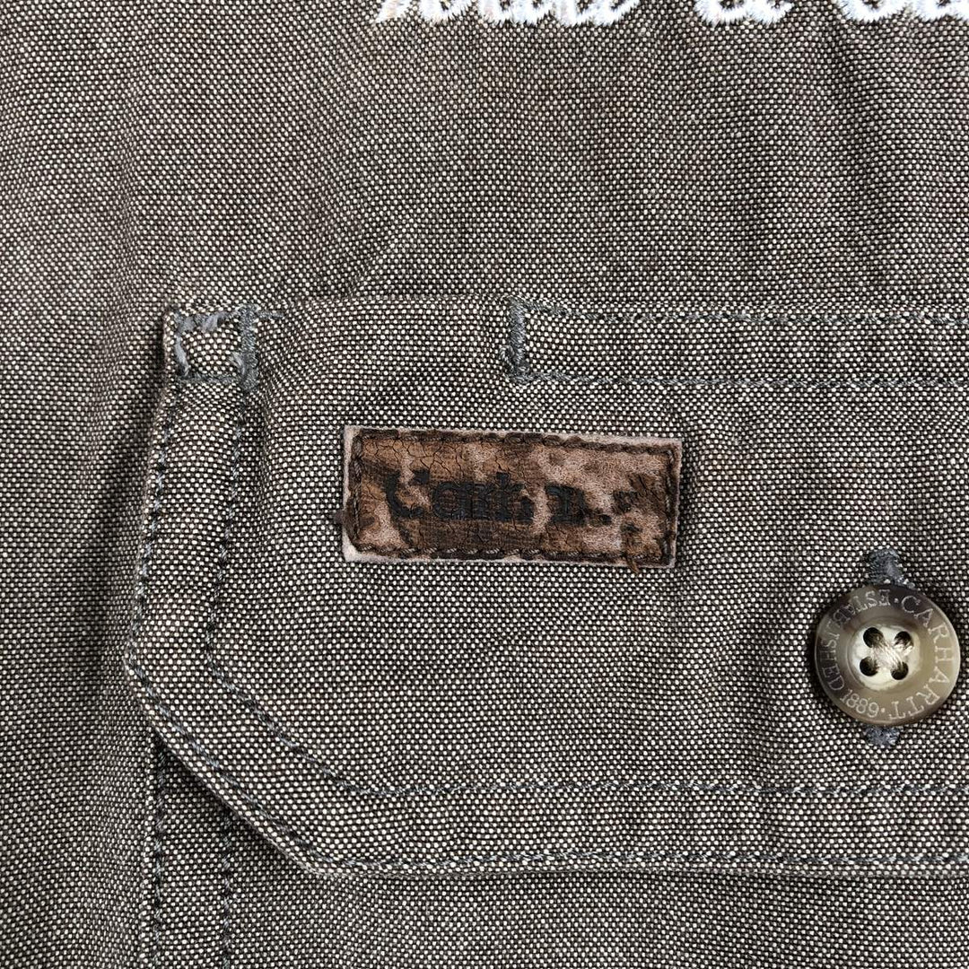 Carhartt button-down short-sleeve work shirt, men's size L cotton Khaki type brown Vintage Second Hand