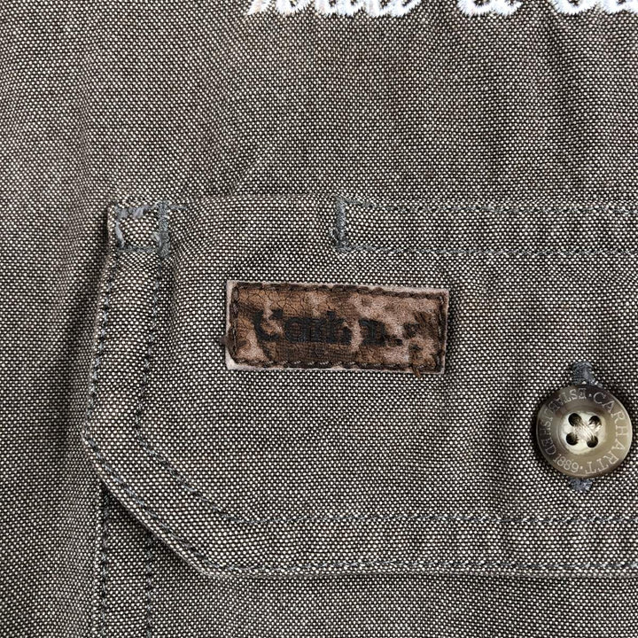 Carhartt button-down short-sleeve work shirt, men's size L cotton Khaki type brown Vintage Second Hand