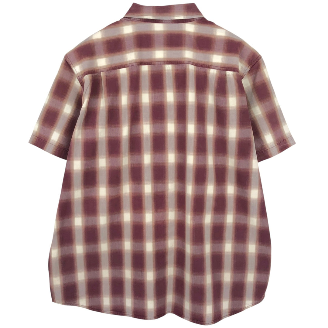 Carhartt Relaxed Fit Ombre Check Pattern Short-Sleeve Work Shirt, Men's XXL (approx.) cotton burgundy type Vintage Second Hand