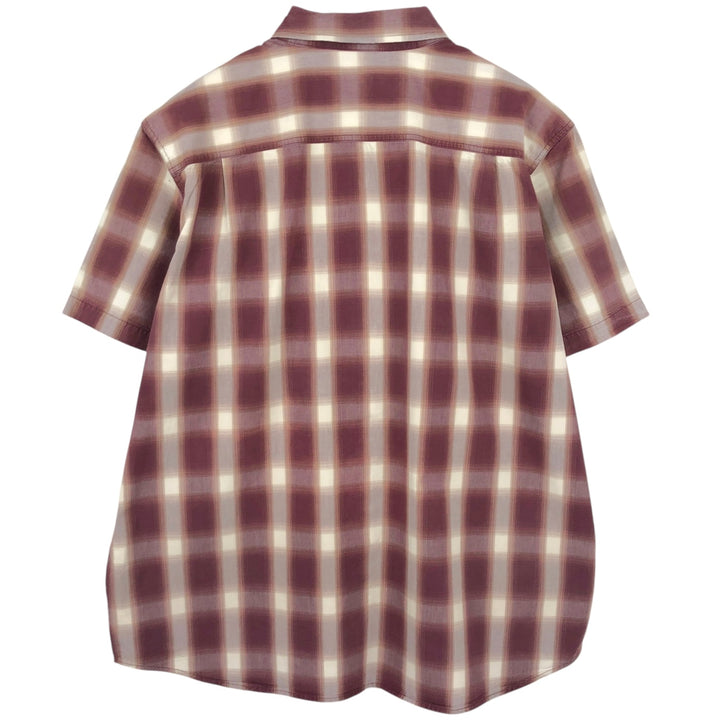 Carhartt Relaxed Fit Ombre Check Pattern Short-Sleeve Work Shirt, Men's XXL (approx.) cotton burgundy type Vintage Second Hand