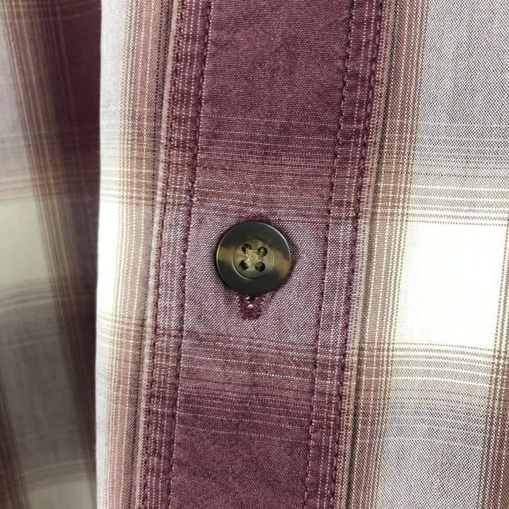 Carhartt Relaxed Fit Ombre Check Pattern Short-Sleeve Work Shirt, Men's XXL (approx.) cotton burgundy type Vintage Second Hand