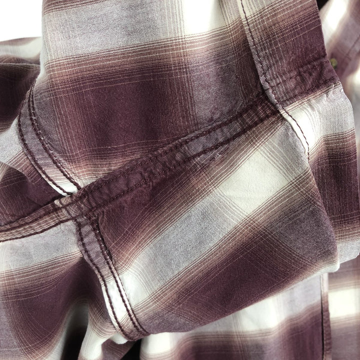 Carhartt Relaxed Fit Ombre Check Pattern Short-Sleeve Work Shirt, Men's XXL (approx.) cotton burgundy type Vintage Second Hand