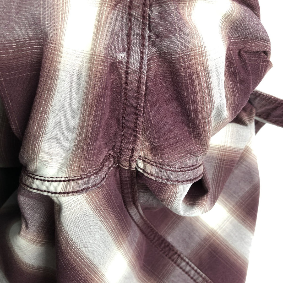 Carhartt Relaxed Fit Ombre Check Pattern Short-Sleeve Work Shirt, Men's XXL (approx.) cotton burgundy type Vintage Second Hand