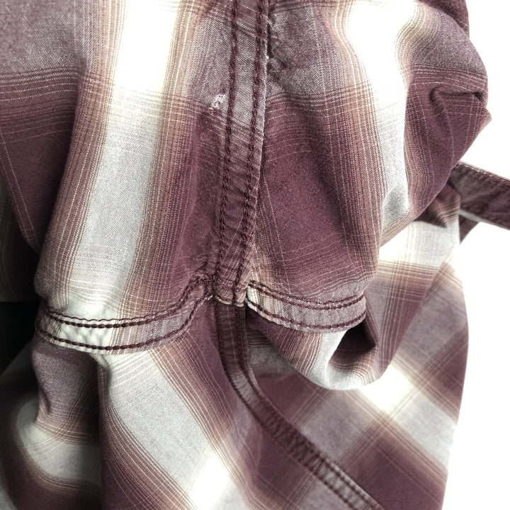 Carhartt Relaxed Fit Ombre Check Pattern Short-Sleeve Work Shirt, Men's XXL (approx.) cotton burgundy type Vintage Second Hand