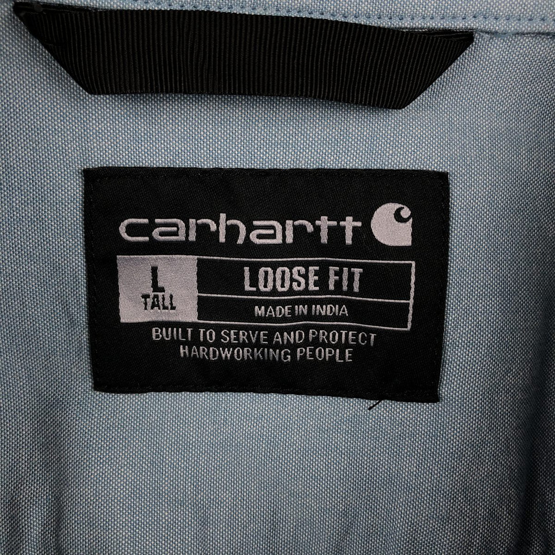 Carhartt Loose Fit Button-Down Short Sleeve Work Shirt, Men's Size L cotton Blue type light blue Vintage Second Hand