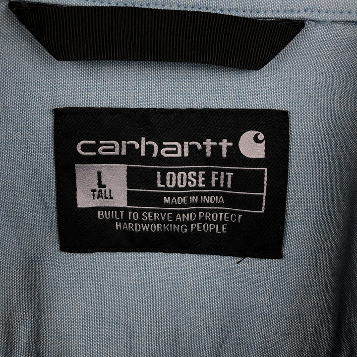 Carhartt Loose Fit Button-Down Short Sleeve Work Shirt, Men's Size L cotton Blue type light blue Vintage Second Hand
