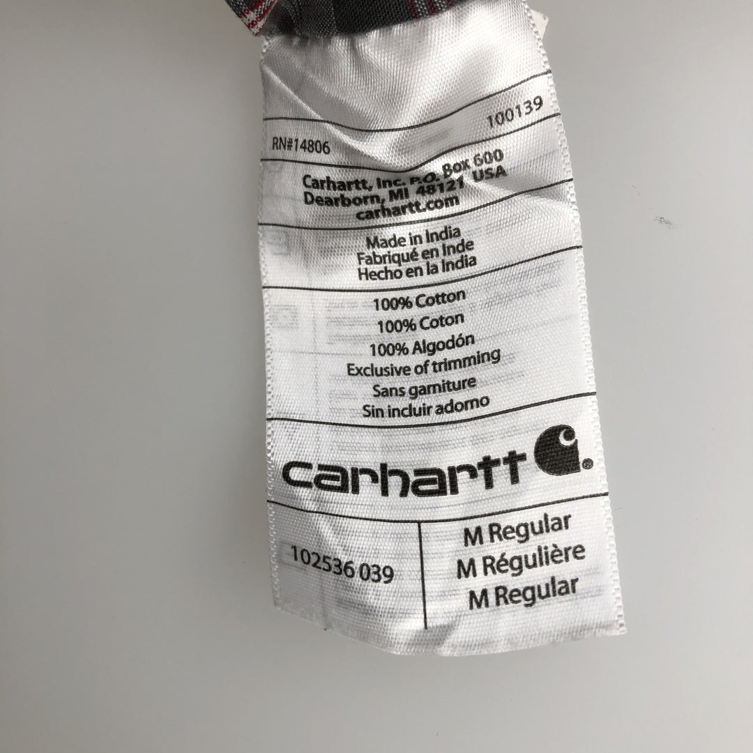 Carhartt Relaxed Fit Check Pattern Button-down Short Sleeve Work Shirt, Men's Medium cotton gray type Vintage Second Hand