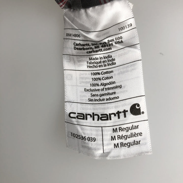 Carhartt Relaxed Fit Check Pattern Button-down Short Sleeve Work Shirt, Men's Medium cotton gray type Vintage Second Hand