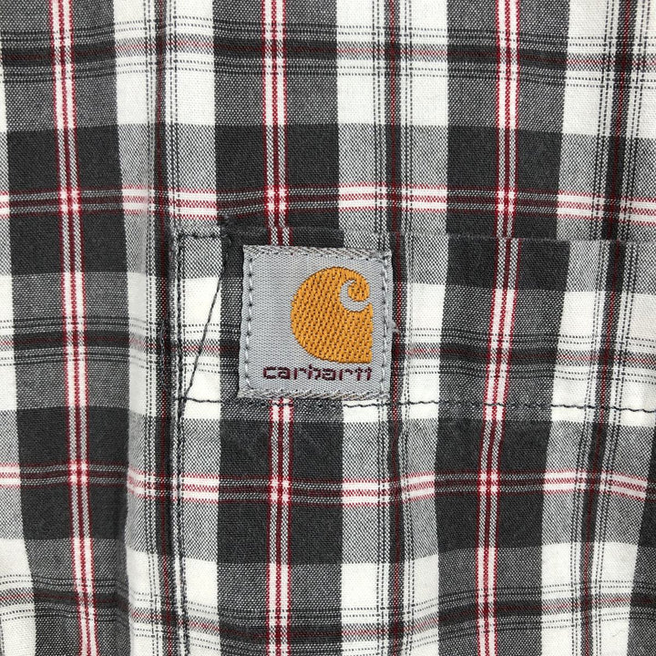Carhartt Relaxed Fit Check Pattern Button-down Short Sleeve Work Shirt, Men's Medium cotton gray type Vintage Second Hand
