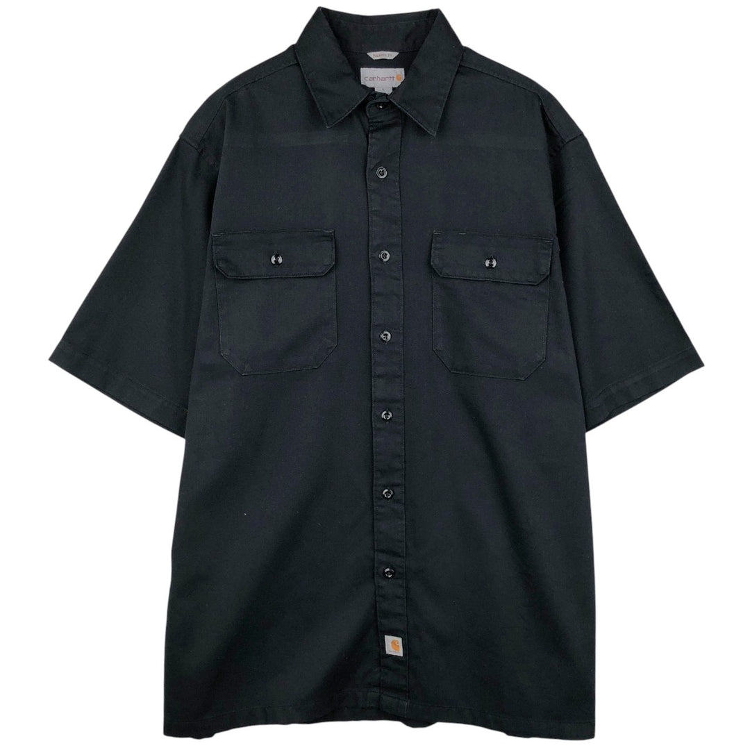 Carhartt Relaxed Fit Short Sleeve Work Shirt, Boxy Shirt, Men's Size L polyester black type Vintage Second Hand