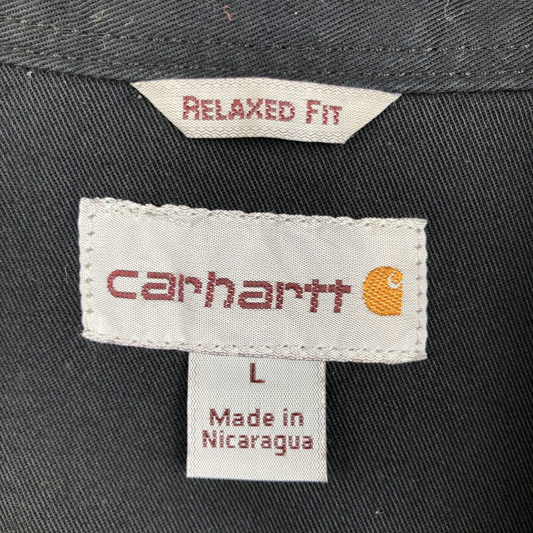 Carhartt Relaxed Fit Short Sleeve Work Shirt, Boxy Shirt, Men's Size L polyester black type Vintage Second Hand