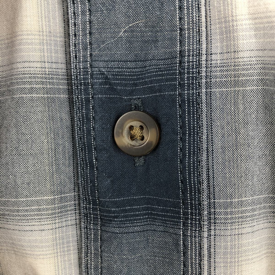 Carhartt Relaxed Fit Ombre Check Button-Down Short Sleeve Work Shirt, Men's Size L cotton navy blue type Vintage Second Hand