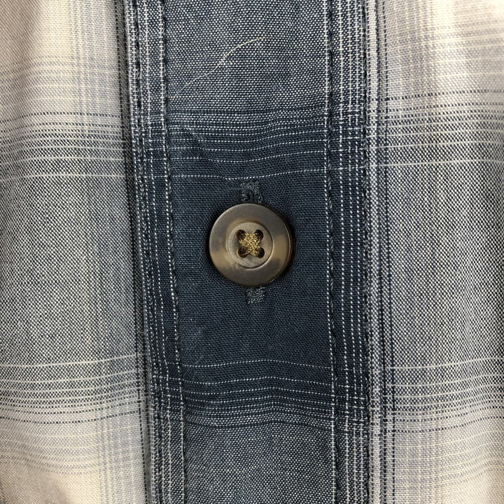 Carhartt Relaxed Fit Ombre Check Button-Down Short Sleeve Work Shirt, Men's Size L cotton navy blue type Vintage Second Hand