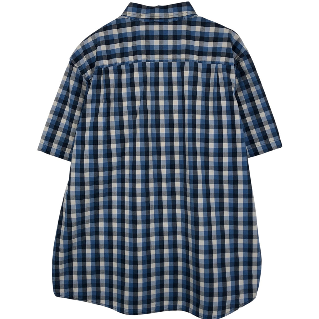 Carhartt RELAXED FIT Check Pattern Button-down Short Sleeve Work Shirt, Men's XL cotton blue type Vintage Second Hand