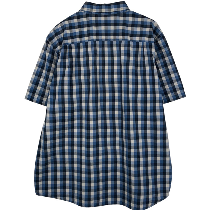Carhartt RELAXED FIT Check Pattern Button-down Short Sleeve Work Shirt, Men's XL cotton blue type Vintage Second Hand