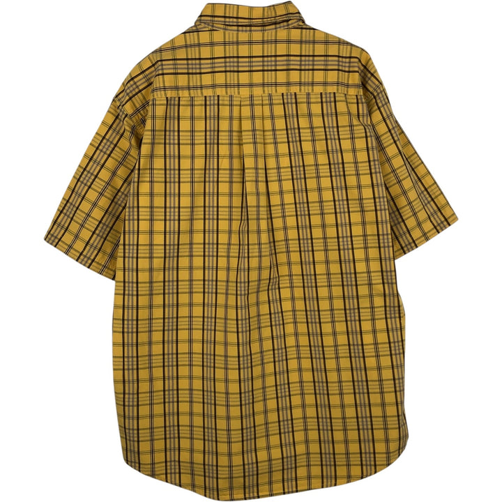 Carhartt Check Pattern Button-down Short Sleeve Work Shirt, Men's Size L cotton yellow type Vintage Second Hand
