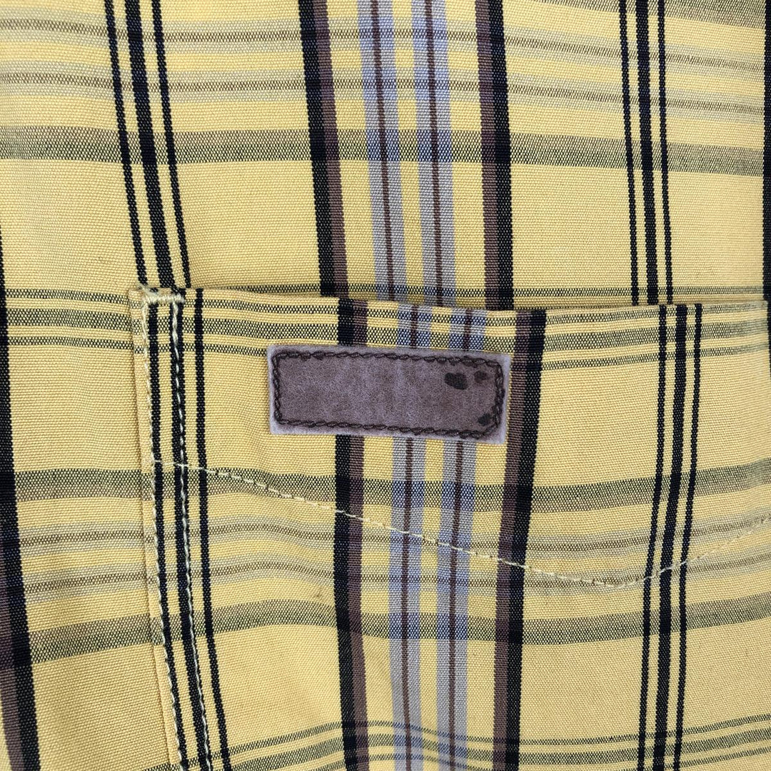 Carhartt Check Pattern Button-down Short Sleeve Work Shirt, Men's Size L cotton yellow type Vintage Second Hand