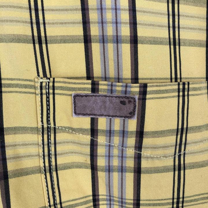 Carhartt Check Pattern Button-down Short Sleeve Work Shirt, Men's Size L cotton yellow type Vintage Second Hand
