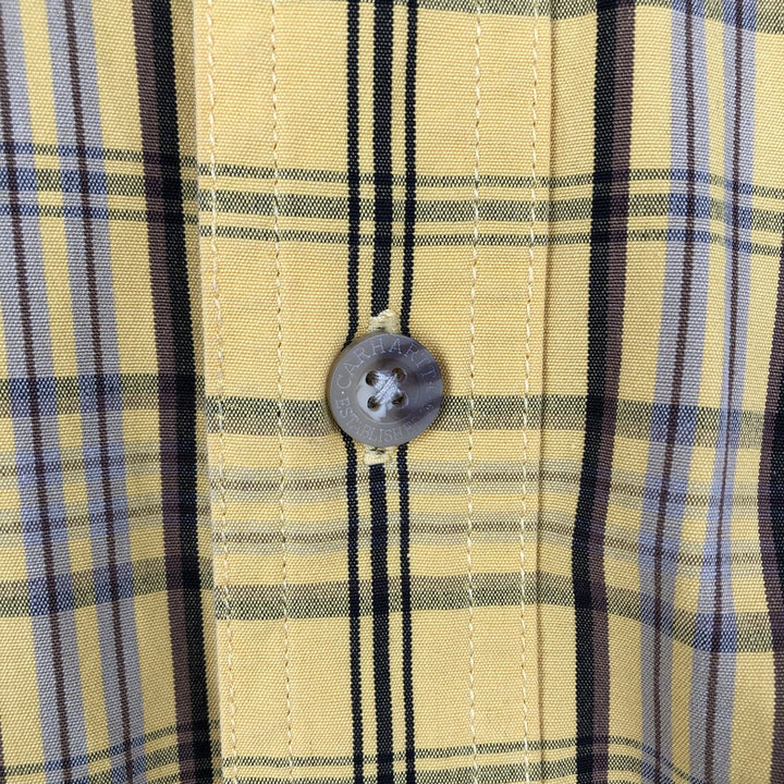 Carhartt Check Pattern Button-down Short Sleeve Work Shirt, Men's Size L cotton yellow type Vintage Second Hand
