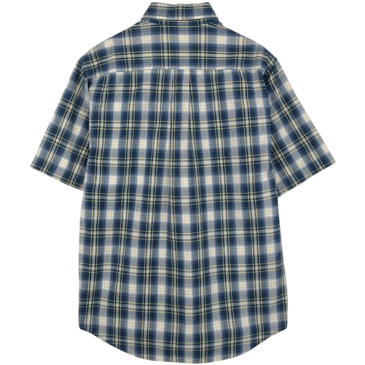Carhartt Check Pattern Button-Down Short-Sleeve Work Shirt, Men's Size S (approx.) cotton navy blue type Vintage Second Hand