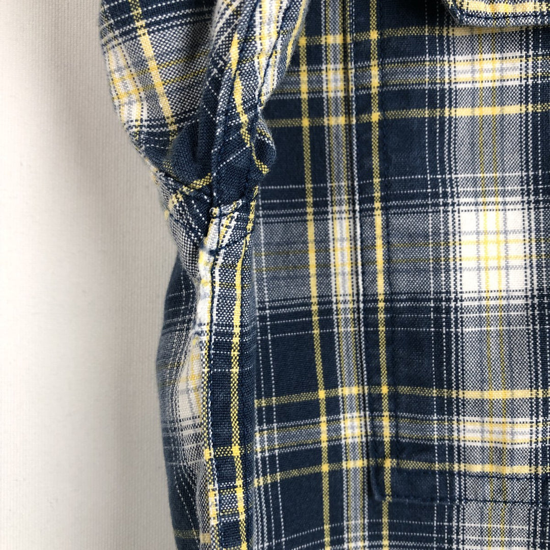Carhartt Check Pattern Button-Down Short-Sleeve Work Shirt, Men's Size S (approx.) cotton navy blue type Vintage Second Hand
