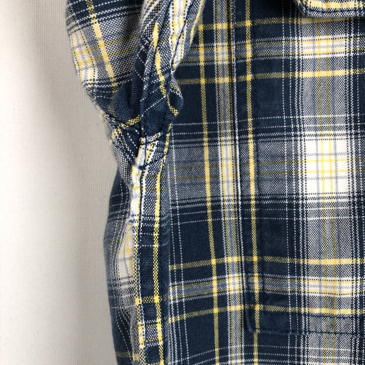 Carhartt Check Pattern Button-Down Short-Sleeve Work Shirt, Men's Size S (approx.) cotton navy blue type Vintage Second Hand