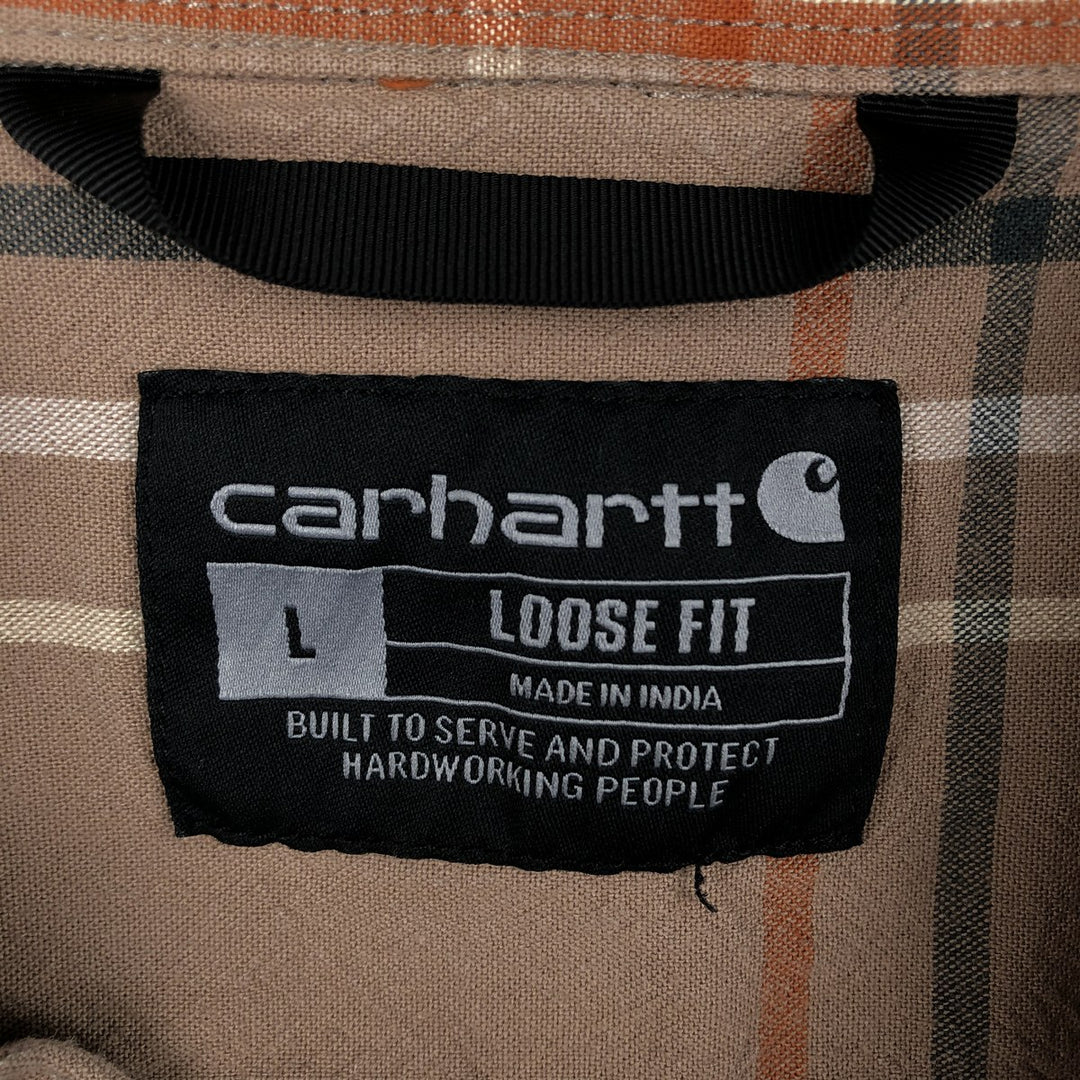 Carhartt Loose Fit Check Pattern Button-down Short Sleeve Work Shirt, Men's Size L cotton cheek Vintage Second Hand